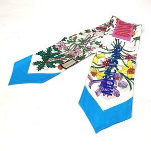 GUCCI 678992 100th Anniversary Flora Floral Print Neck Bow Bandeau Scarf Silk...